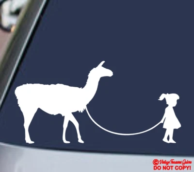 GIRL WALKING A LLAMA Vinilo Calcomanía Adhesivo Coche Ventana Pared Parachoques MASCARAR GRANJA JDM Foto 1 de 4