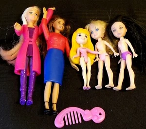 Lot of 6 Mini Dolls Barbie McDonalds Disney Sleeping Beauty Etc with Comb - Picture 1 of 7