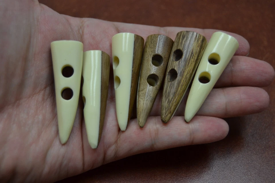 6 PCS BUFFALO HORN TOGGLE SEWING 2 HOLE BUTTONS CRAFT 2" - Image 1 of 1