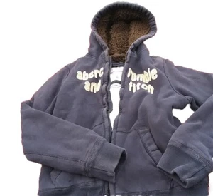 ABERCROMBIE & FITCH Jacke Youth XL WOLF JAW Hoodie Fell Distress Full Zip Navy - Bild 1 von 7