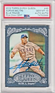 2012 Topps Gypsy Queen Blue Frame Adrian Beltre /599 Auto PSA 10! 1/1 ONLY POP!! - Picture 1 of 4