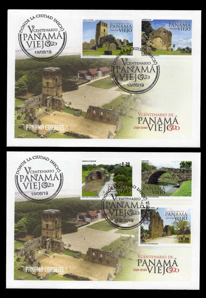 PANAMÁ 2019 Primer Día Cubierta - V Centenario Panamá Viejo, ruinas, iglesia, puente Foto 1 de 1