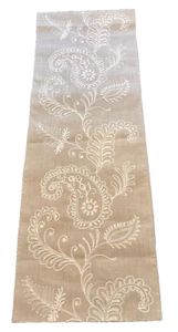 Runner da tavolo Paisley ricamato look lino design naturale 72" x 14" - Foto 1 di 6