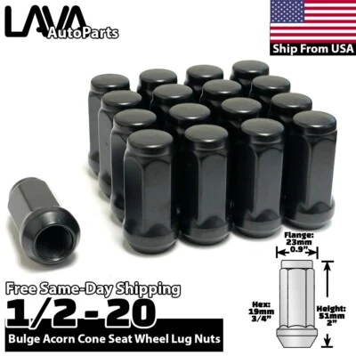20x 2" Extra Tall Black 1/2-20 Lug Nut Ford LTD Crown Victoria Lincoln MKT MKX - Image 1 of 4