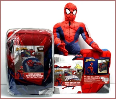 6 pcs- Marvel SPIDERMAN Comforter + Sheet Set + Blanket + 25" Plush SPIDY - TWIN - Image 1 of 4