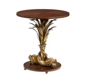 Maitland Smith Octavia Side Table - Marquetry Inlay Hand Painted, Gold Details - Picture 1 of 7