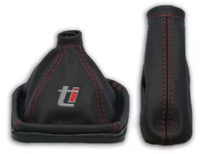 FOR ALFA ROMEO 159 SWITCH BOOT HAND BRAKE BAG LEATHER EMBROIDERY ti SEAM RED - Picture 1 of 4