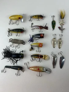 17 Vintage Assorted Fishing Lure Top Water Spoons Little Cleo Heddon L&S Lot - Picture 1 of 22