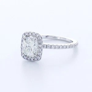 1.8 CT CERTIFIED LAB-CREATED DIAMOND E/VS2 CUSHION CUT 14K GOLD HALO ACCENT RING - Picture 1 of 3