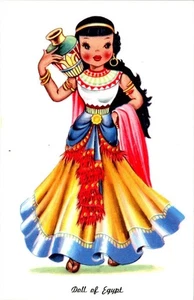 Dolls Of Many Lands  DOLL OF EGYPT Beautiful Dress/Pottery VINTAGE ART Postcard - Picture 1 of 2