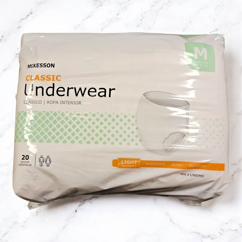 4 PKs McKesson Adult Disposable Pull On Up Underwear Diapers M Light Absorb 80Ct