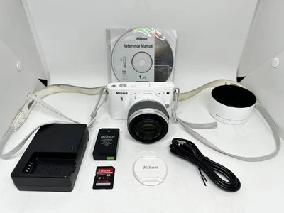 Nikon 1 J1 10.1MP Digital Camera White w/ 30-110mm & Lens Hood Tested WORKS  - Image 1 of 4