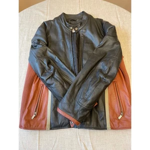Wilsons Leather M Julian Jacket XL Black Brown Striped Motorcycle Biker - Picture 1 of 8