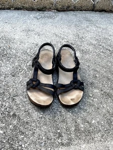 Teva Ventura Cork Sandals #6389 - Women’s 8.5 - Black - Leather Strappy Sport - Picture 1 of 8