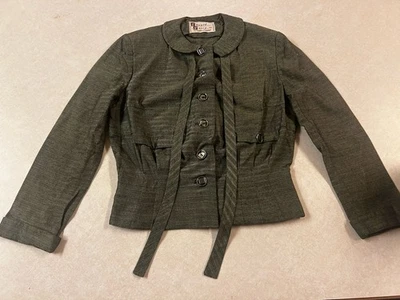 Vintage 60s Edward Barry by Miller Cupaioli Gingham Small Peplum Tie Blazer Coat - Image 1 of 4