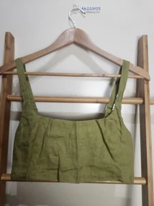 Dissh Green Linen Cropped Tank Size 10 - Picture 1 of 6