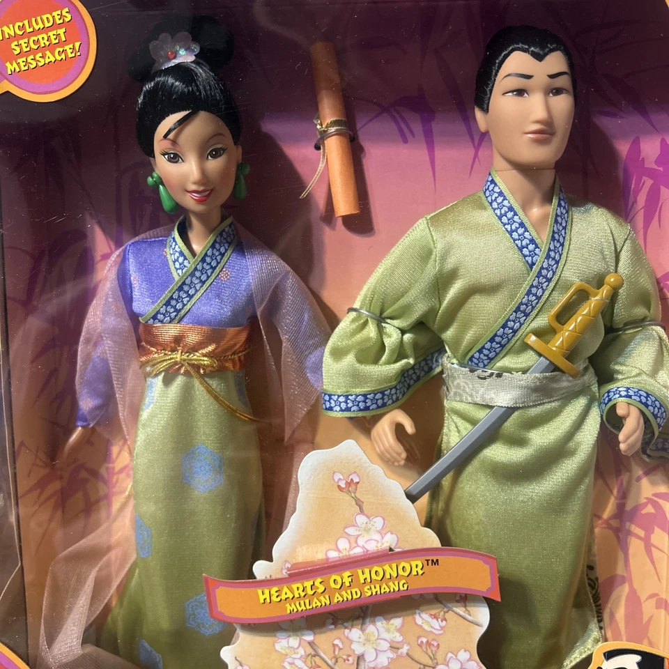 Juego de muñecas Mulan and Shang Hearts of Honor 1997 Mattel Collector vintage en caja original Foto 1 de 1