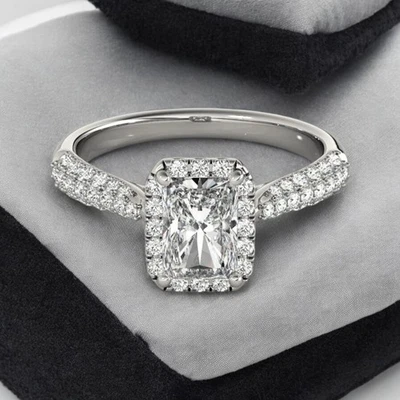 950 Platin IGI GIA-zertifiziert im Labor gezüchteter Diamant Ehering 1,75... - Bild 1 von 4