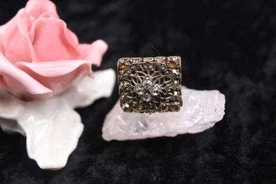 Vintage Arthrose Ring Bronze mit Strasssteine Große 51 (16,2 mm) - Bild 1 von 4