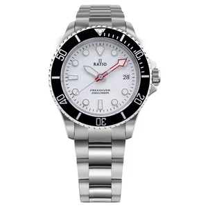 RATIO FreeDiver Saphir Edelstahl Weiß Zifferblatt Quarz RTF037 200M Herrenuhr - Bild 1 von 5