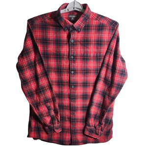 Eddie Bauer Herren Tall Langarm rot schwarz kariert Knopfleiste Flanellhemd TL - Bild 1 von 14
