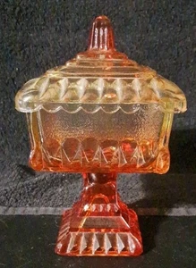 VINTAGE JEANNETTE GLASS AMBERINA WEDDING CADY DISH 7" - Picture 1 of 9
