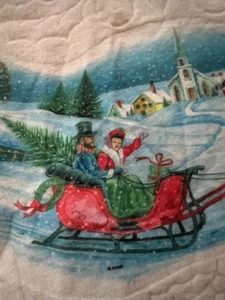 1970er Weihnachtsbaum Rock viktorianisch Schlittenfahrt Winter Filz Acryl Rüschen 46" - Bild 1 von 11