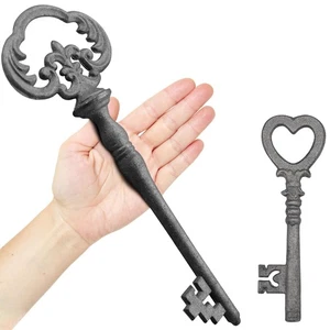 Large Iron Skeleton Key, Giant Cast Iron Key Prop Big Decorative Key for Wall... - Picture 1 of 6