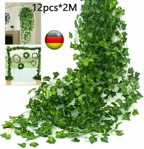 12X 2m Efeugirlande Künstliche Girlande Hängende Rebe Hochzeit Party Garten Deko - Bild 1 von 12