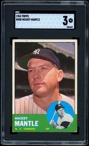 1963 Topps #200 Mickey Mantle SGC 3 CENTRATO - Foto 1 di 2