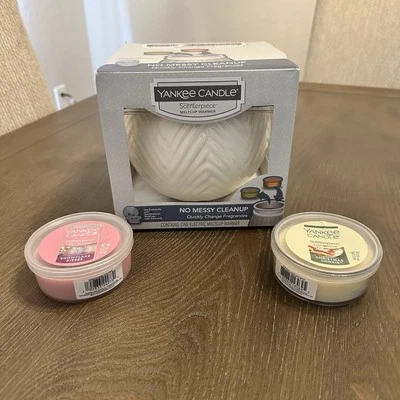 Nuevo Yankee Candle Vainilla Mia Marfil Pieza Concentral Fusión Taza Calentador con 2 Tazas Fusión Foto 1 de 4