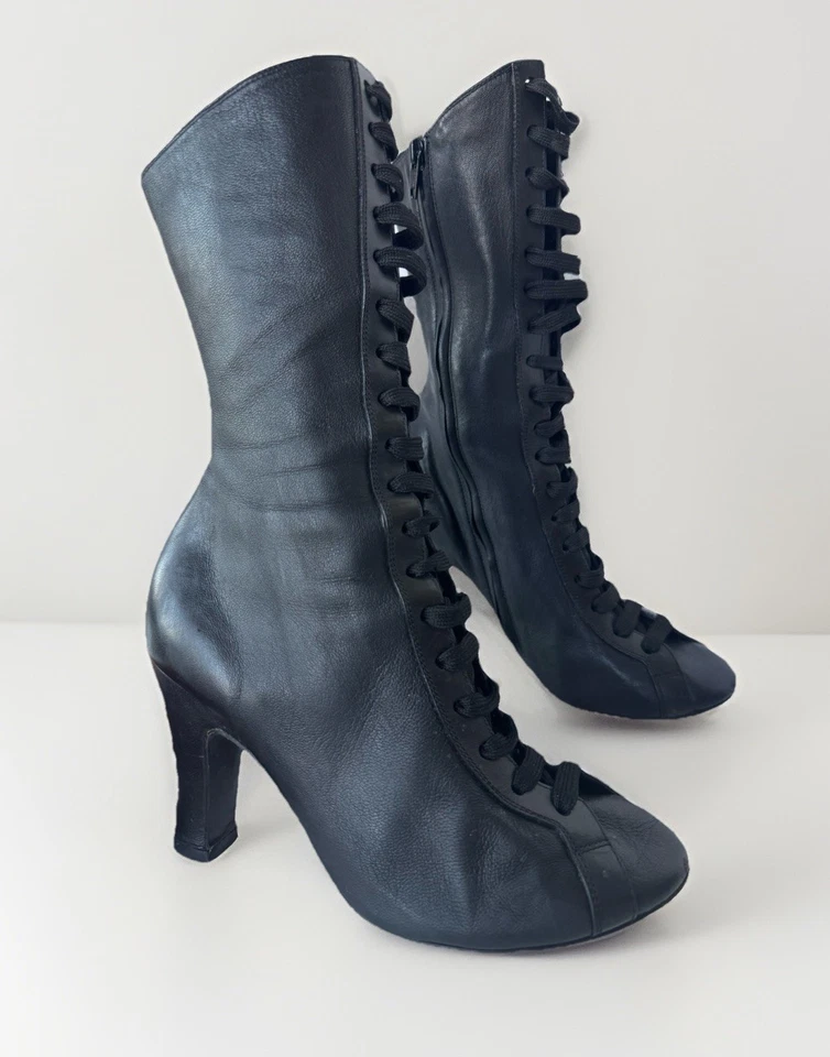 Rochas викторианского конного стиля кружева высокий каблук кожаные ботинки туфли размер 37 - Изображение 1 из 4