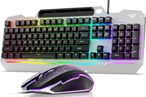 Keyboard, T102 104 Keys Gaming Keyboard and Mouse Combo with RGB Backlit Numb... - Picture 1 of 9