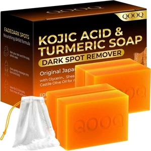 QOOQ Turmeric Kojic Acid Soap Dark Spot Remover for Face and Body(120g x... - Picture 1 of 8