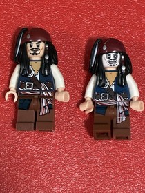 LEGO JACK SPARROW MINIFIGURES X 2 4181N 4184 AUTHENTIC PREOWNED GREAT CONDITION!