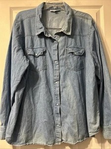 North Style 2X Blue Denim Pearl Snap Long Sleeve Women’s Shirt - Picture 1 of 6