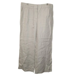 Ann Taylor Loft Petites Womens Size 12P 100% Linen Wide Leg Pull On Pants Cream - Picture 1 of 8