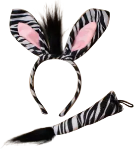 Zebra Ears and Tail Set Headband Fancy Dress Costume Accessory ONE SIZE FITS ALL - Picture 1 of 2