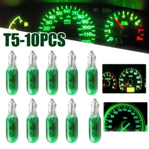 10Pcs LED Green W2W T5 Car Dashboard Gauge Halogen Bulbs 12V Quartz Glass Lamps - Picture 1 of 10
