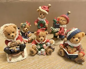 6 Pc Christmas Teddy Bears Vintage In Original Boxes - Picture 1 of 7
