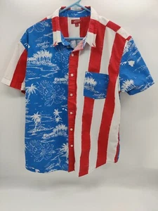 Arizona Jean Co Hawaiian Shirt Button Up Honolulu Aloha Patriotic Size XL - Picture 1 of 7