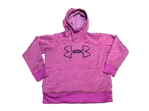 Under Armour Hoodie Damen Medium rosa Sweatshirt Taschen großes Logo Trichterausschnitt - Bild 1 von 17