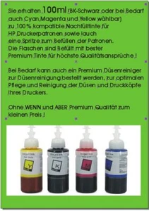 100ml Drucker Tinte Nachfülltinte Refill für HP Druckerpatrone (schwarz/Farbe) - Bild 1 von 3