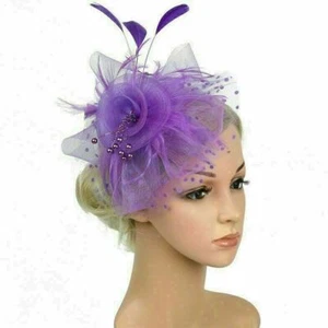 Feather Hair Fascinator Hat Alice Headband Clip Ladies Wedding Royal Ascot Races - Picture 1 of 28
