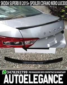 SKODA SUPERB III 2015+ SPOILER POSTERIORE SUL COFANO LOOK SPORT ABS NERO LUCIDO - Imagen 1 de 7