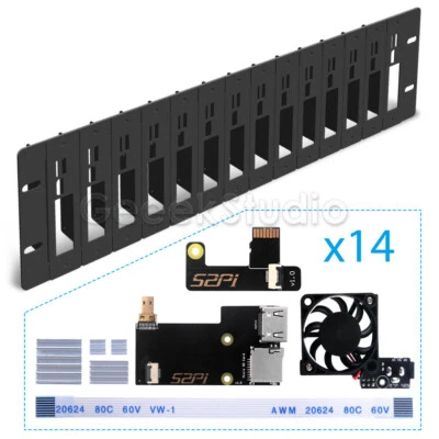 3U 19 Inch Rack Steel Bracket For Raspberry Pi 4B Supports 14 Units - Image 1 of 4