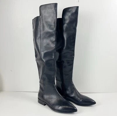 Сейшельские острова колена сапоги 7 черный нежный сенсорный высокий ботинок низкий каблук кожи новый - Изображение 1 из 4