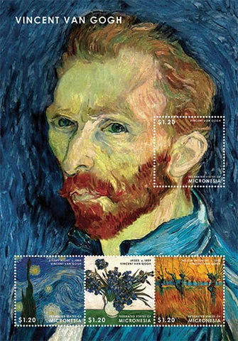 Micronesia 2013 - Vincent Van Gogh - Sheet of 4 Stamps - MNH Cover