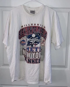 Vintage 2000 Millennium Subway World Series T Shirt Mets Yankees Tee Size XL Y2K - Picture 1 of 3