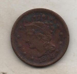 1849 coronet usa one cent
